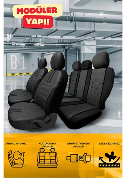 Hyundai I-30 Hachback 2012-2016 Aracınıza Uyumlu Koltuk Kılıfı Luxe Deri Siyah