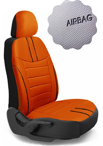 Wolkswagen Jetta Tridline Sedan 2012-2020 Aracınıza Uyumlu Koltuk Kılıfı Luxe Deri Turuncu