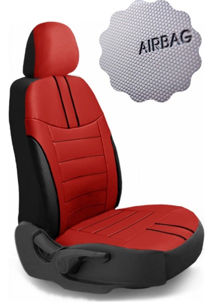 Seat Leon 5f 2013 ve Sonrası Hatchback Sport Deri Koltuk Kılıfı Takımı Kırmızı Siyah modelleri