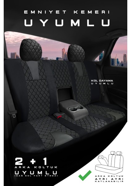 Ford Connect Hafif Ticari 2010-2014 Aracınıza Uyumlu Ticari Siyah Efes Konfor Serisi