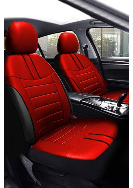 Wolkswagen Jetta Tridline Sedan 2012-2020 Aracınıza Uyumlu Koltuk Kılıfı Luxe Deri Kırmızı