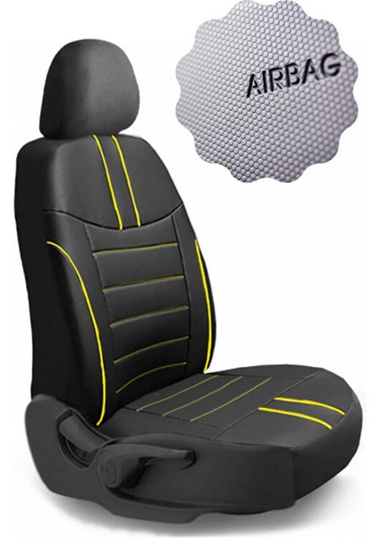 Mercedes C-180 Amg 7g Sedan 2010-2014 Aracınıza Uyumlu Koltuk Kılıfı Luxe Deri Siyah Sarı