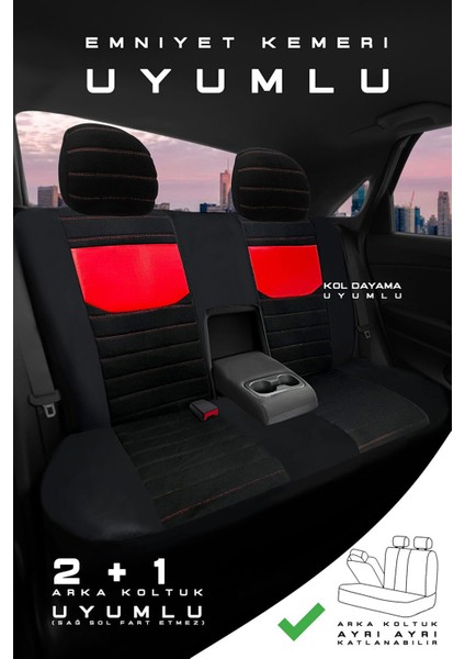 Seat Ateca Suv 2018 Aracınıza Uyumlu Koltuk Kılıfı Tay Tüyü Siyah Kırmızı fırsatları