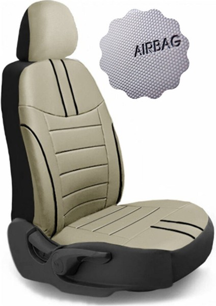 Wolkswagen Jetta Tridline Sedan 2012-2020 Aracınıza Uyumlu Koltuk Kılıfı Luxe Deri Bej Siyah
