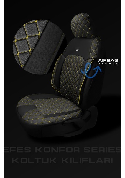 Efes Konfor Serisi Baklava Desenli Kumaş Deri Detay Koltuk Kılıfı Takımı 5 Tek Koltuk fiyatları
