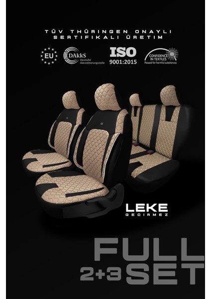 Wolkswagen Jetta Tridline Sedan 2012-2020 Aracınıza Uyumlu Koltuk Kılıfı Jakar Deri Bej Siyah