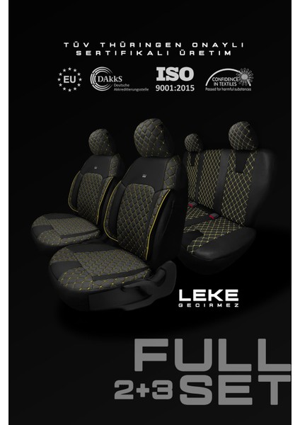 Fiat Albea Sedan Aracınıza Uyumlu Koltuk Kılıfı Jakar Deri Siyah Sarı modelleri