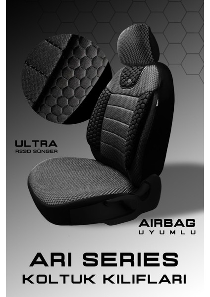 Wolkswagen Jetta Conforline - Hidline Sedan 2012-2020 Aracınıza Uyumlu Koltuk Kılıfı Arı Binek Siyah