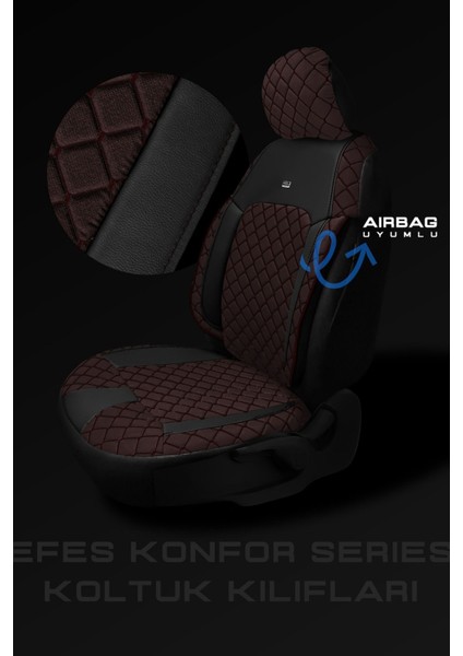 Efes Konfor Serisi Baklava Desenli Kumaş Deri Detay Koltuk Kılıfı Takımı 5 Tek Koltuk fiyatları