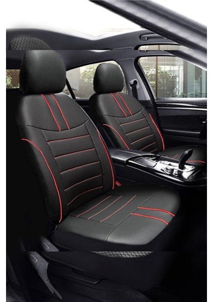 Wolkswagen Jetta Tridline Sedan 2012-2020 Aracınıza Uyumlu Koltuk Kılıfı Luxe Deri Siyah Kırmızı