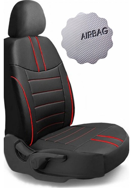 Wolkswagen Jetta Tridline Sedan 2012-2020 Aracınıza Uyumlu Koltuk Kılıfı Luxe Deri Siyah Kırmızı