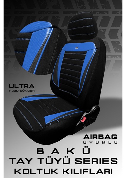 Seat Leon Hatchback 2006-2012 Aracınıza Uyumlu Koltuk Kılıfı Tay Tüyü Siyah Mavi fiyatları