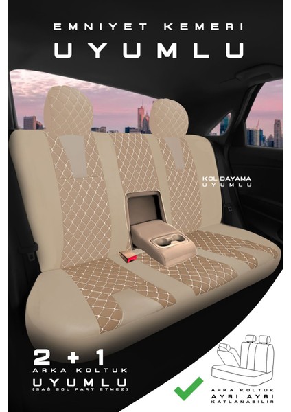 Toyota Auris Hatchback 2008-2012 Aracınıza Uyumlu Koltuk Kılıfı Jakar Deri Bej