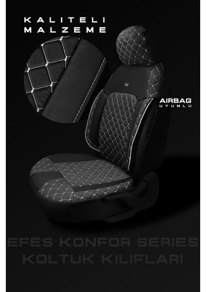 Citroen C4 Hatchback / Confortplus 2011-2015 Aracınıza Uyumlu Koltuk Kılıfı Luxe Serisi Siyah Beyaz fiyatları
