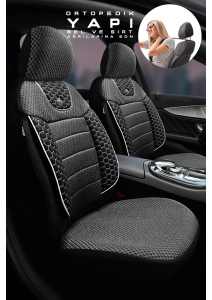 Audi Q-3 Auattro Suv 2013-2016 Aracınıza Uyumlu Koltuk Kılıfı Arı Binek Siyah Beyaz