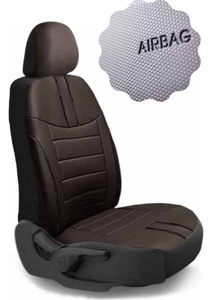 Ford Transit 5+1 2005-2009 Aracınıza Uyumlu Koltuk Kılıfı Luxe Deri Kahverengi