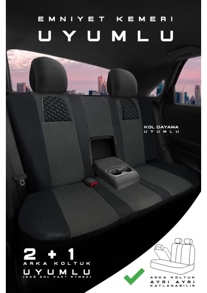 Kia Rio Hatchback 2016-2020 Aracınıza Uyumlu Koltuk Kılıfı Arı Binek Siyah