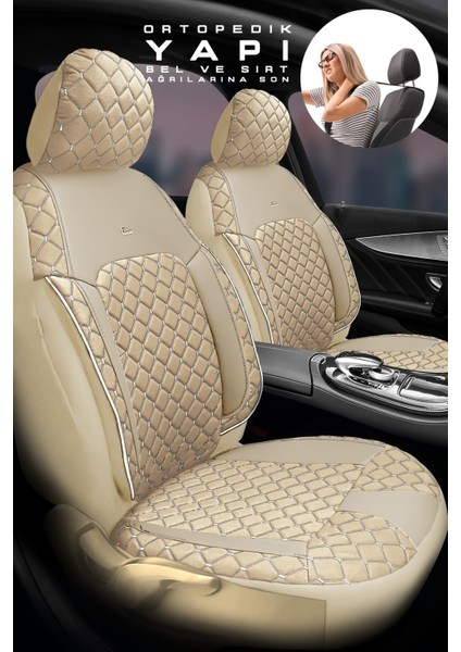 Suzuki Baleno Sedan 2016 Aracınıza Uyumlu Koltuk Kılıfı Jakar Deri Bej