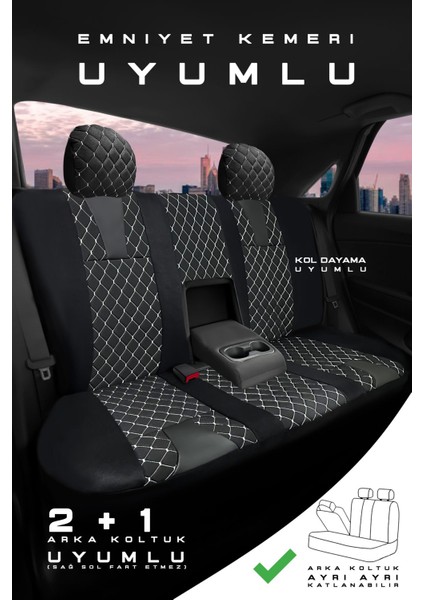 Mitsubishi Lancer Sedan / Köpek Baliği Modeli 2008-2013 Aracınıza Uyumlu Koltuk Kılıfı Luxe Serisi