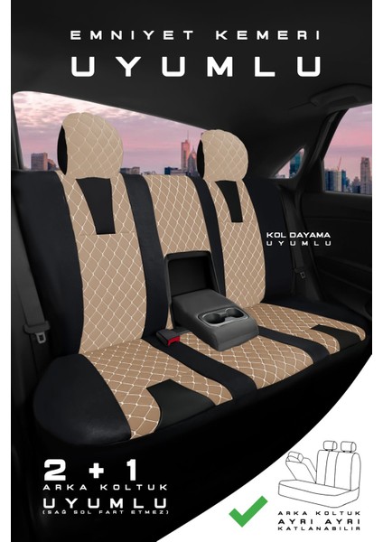 Nissan Quasqai Suv 2007-2013 Aracınıza Uyumlu Koltuk Kılıfı Jakar Deri Bej Siyah fırsatları