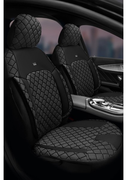 Efes Konfor Serisi Baklava Desenli Kumaş Deri Detay Koltuk Kılıfı Takımı Oturak 2 1 Sırt Dayama 2 1