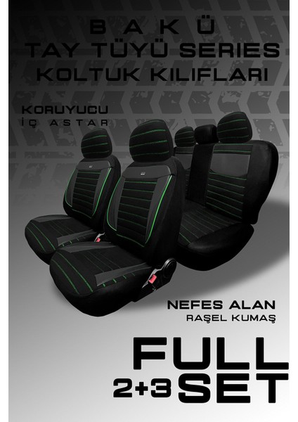 Hyundai Ix-35 Suv 2010 -2000 Aracınıza Uyumlu Koltuk Kılıfı Tay Tüyü Siyah Yeşil modelleri