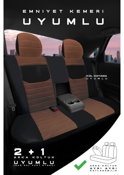 Skoda Octavia Sedan Boş Kasa 2021 Aracınıza Uyumlu Koltuk Kılıfı Tay Tüyü Taba