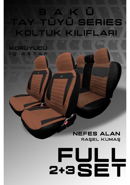 Toyota Corolla Sedan 2013-2018 Aracınıza Uyumlu Koltuk Kılıfı Tay Tüyü Taba