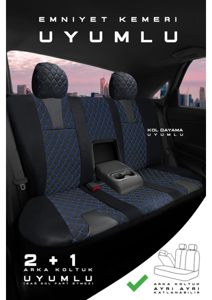 Seat Altea Mpv 2005-2012 Aracınıza Uyumlu Ticari Siyah Mavi Efes Konfor Serisi