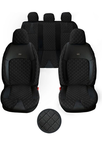 Efes Konfor Serisi Baklava Desenli Kumaş Deri Detay Koltuk Kılıfı Takımı Oturak 2 1 Sırt Dayama 2 1 fırsatları