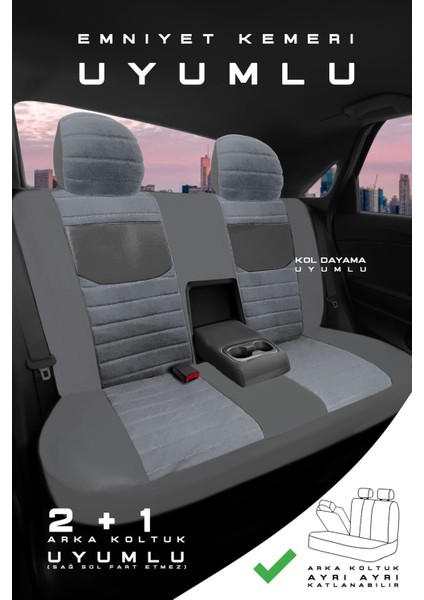 Wolkswagen Passat B-8 Confortline Sedan 2015 Aracınıza Uyumlu Koltuk Kılıfı Tay Tüyü Füme