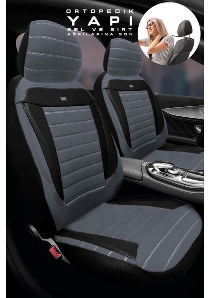 Citroen C-Elysée Alure -Active Sedan 2012-2017 Aracınıza Uyumlu Koltuk Kılıfı Tay Tüyü Füme Syh