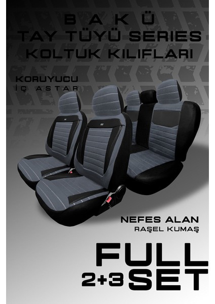 Citroen C-Elysée Alure -Active Sedan 2012-2017 Aracınıza Uyumlu Koltuk Kılıfı Tay Tüyü Füme Syh