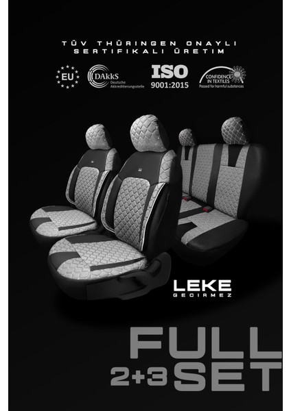 Kia Rio Hatchback 2016-2020 Aracınıza Uyumlu Koltuk Kılıfı Jakar Deri Gri
