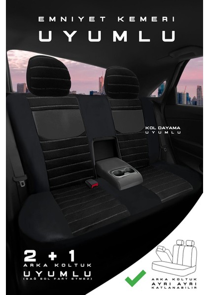 Honda Civic Eg Kasa Sedan 1992-1995 Aracınıza Uyumlu Koltuk Kılıfı Tay Tüyü Siyah fırsatları