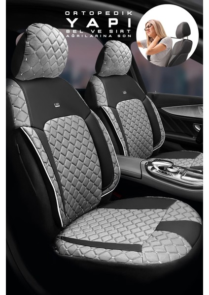 Fiat Tipo Hachback 1990-2000 Aracınıza Uyumlu Koltuk Kılıfı Jakar Deri Gri