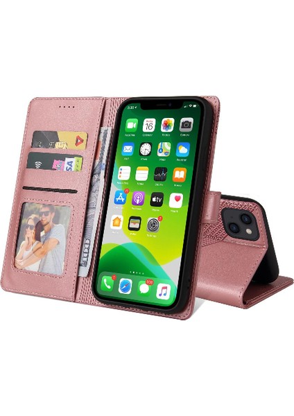 Iphone 14 Için Flip Case Artı Premium Deri Iki Kart Yuvaları Kickstand (Yurt Dışından)