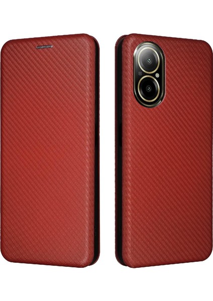 Realme C67 4g Deri Folio Flip Case Için Kılıf Kart ile Tam Koruma (Yurt Dışından)