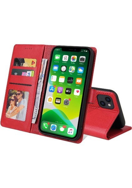 Iphone 14 Için Flip Case Artı Premium Deri Iki Kart Yuvaları Kickstand (Yurt Dışından)