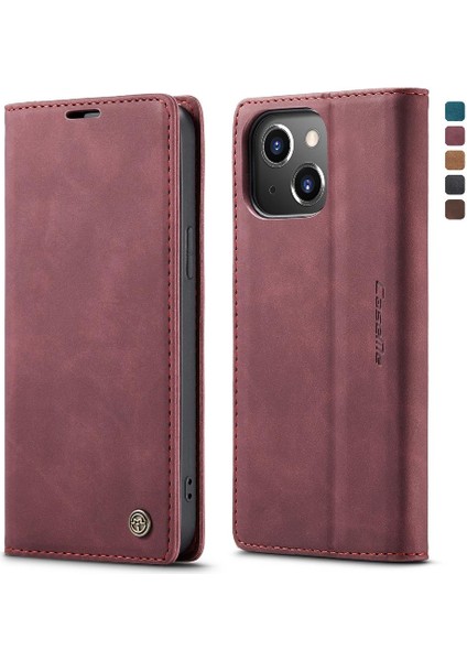 Iphone 14 Için Flip Case Pro Vintage Pu Deri Cüzdan Kılıf Kart Yuvası Flip (Yurt Dışından)