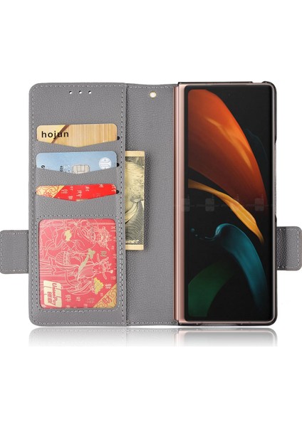 Samsung Galaxy Z Için Kılıf Fold 2 Manyetik Pu Deri Kart Yuvaları Tutucu (Yurt Dışından)