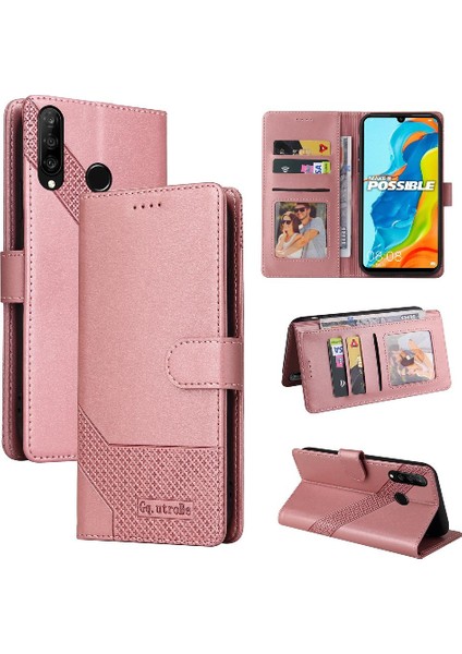 Huawei P30 Lite Premium Deri Kickstand 4 Köşe Üç Için Flip Case (Yurt Dışından)