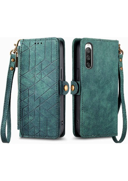 Mays Boutique Sony Xperia 10 Iv Için Flip Case Darbeye Deri Kılıf Basit Iş (Yurt Dışından)