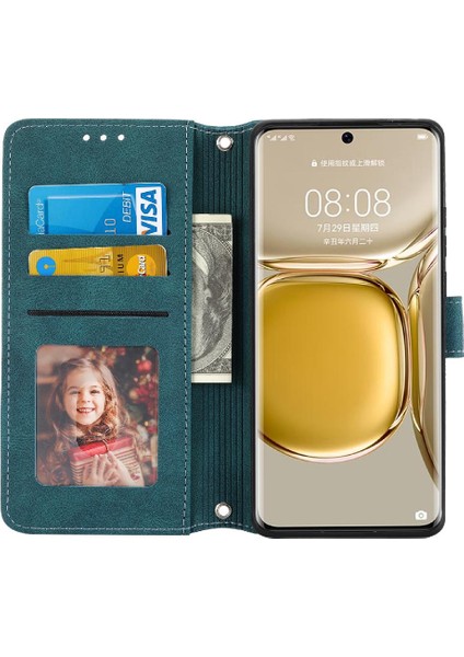 Huawei P50 Pro Kickstand Pu Deri Darbeye Koruyucu Için Flip Case (Yurt Dışından) modelleri