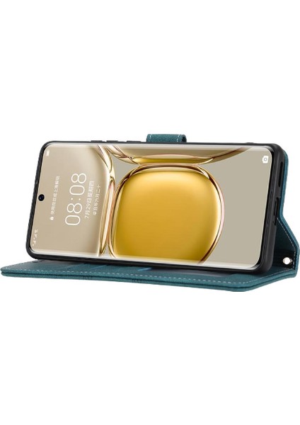 Huawei P50 Pro Kickstand Pu Deri Darbeye Koruyucu Için Flip Case (Yurt Dışından) fırsatları