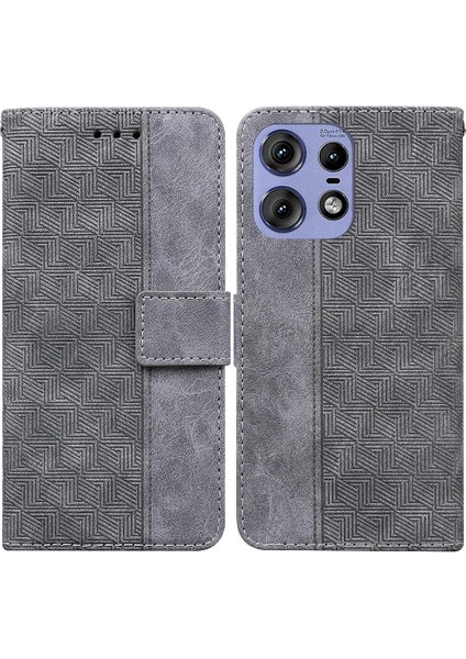 Motorola Moto Kenar 50 Pro Premium Pu Deri Geometrik Kapak Için Flip Case (Yurt Dışından)