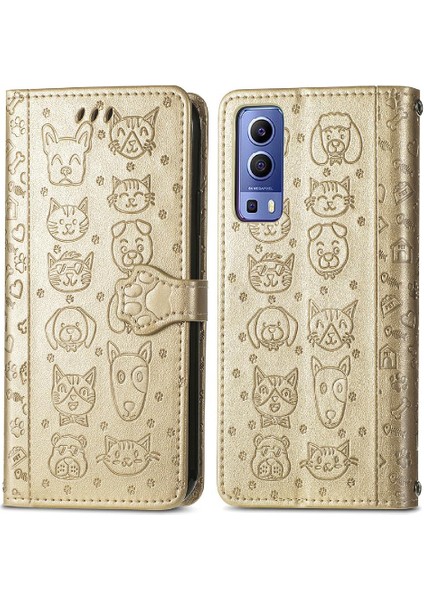 Vivo Y72 Flip Kapak Için Kılıf Kısa Kayış Karikatür Hayvanlar Deri Kılıf (Yurt Dışından)