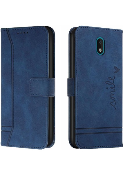 Nokia C2 Için Telefon Kılıfı El Kayışı Flip Folio Cüzdan Kart Yuvaları Kapak Pu (Yurt Dışından)