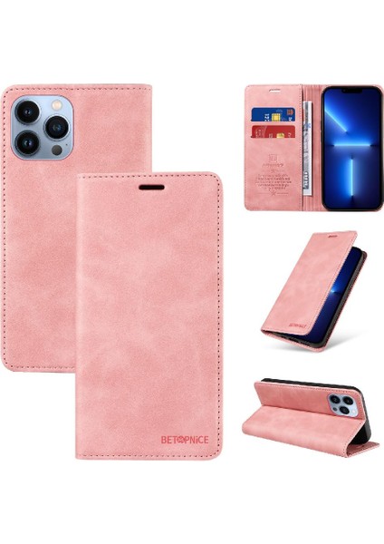 Iphone 13 Için Kılıf Pro Max Pu Deri Koruyucu Manyetik Folio Cüzdan (Yurt Dışından)