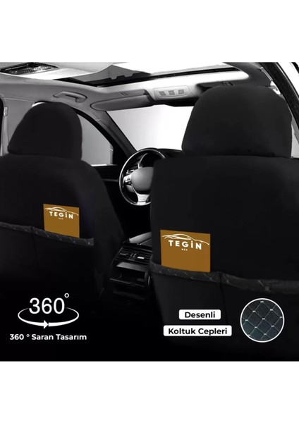 Efes Konfor Serisi Baklava Desenli Kumaş Deri Detay Koltuk Kılıfı Takımı Pilot 1+1 Ön Iki fırsatları